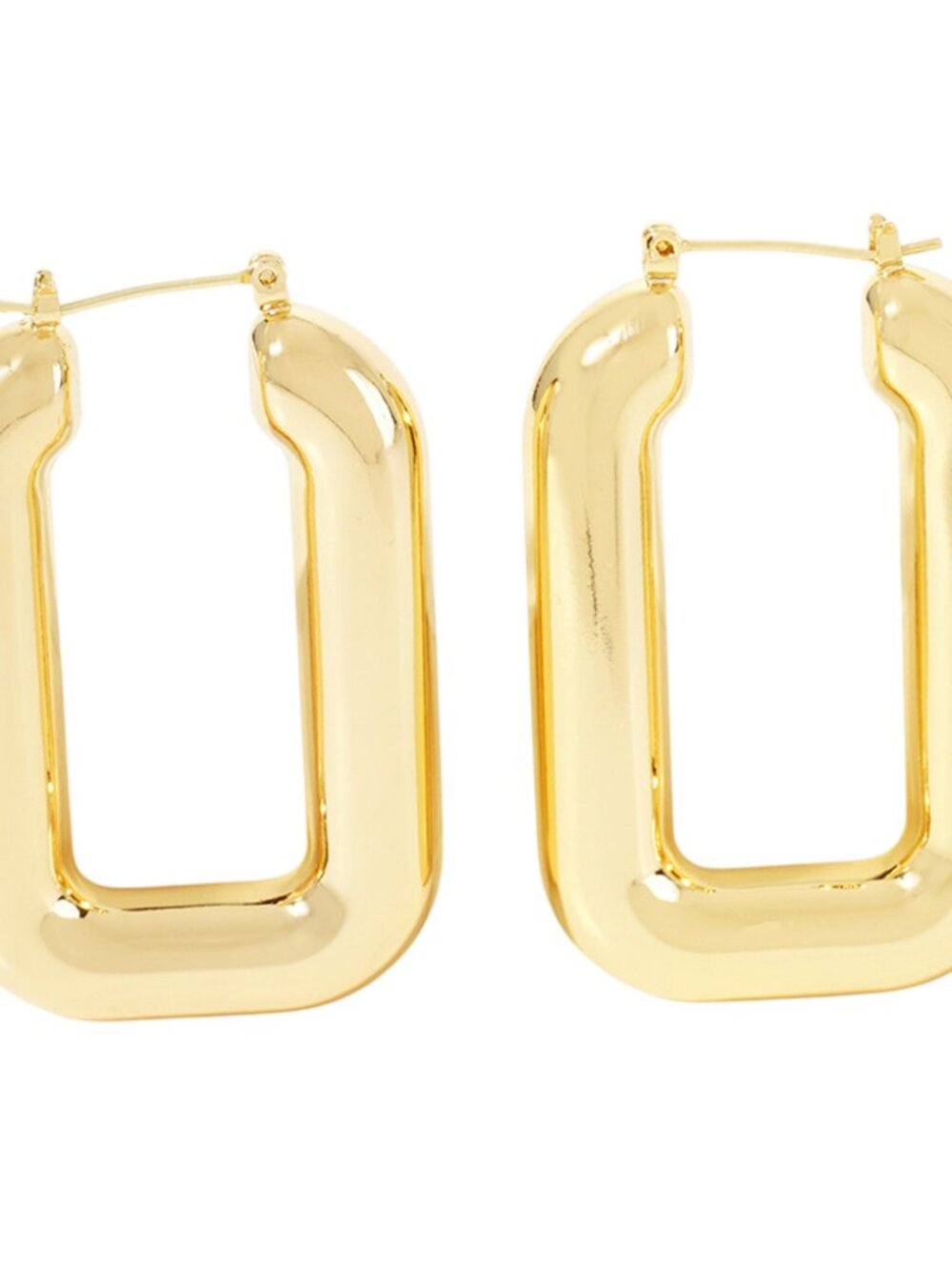 Gold Chunky Rectangle Hoop Earrings for Women | Modern Statement Fashion Jewelry